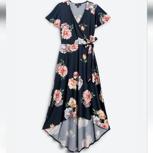 Fortune + Ivy Irene Faux Wrap Brushed Knit Maxi Dress